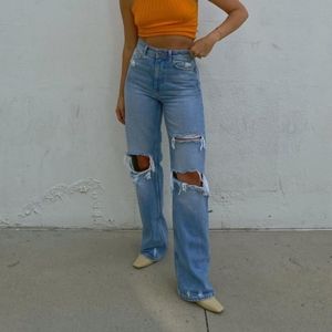 ZARA Distressed High Waisted Denim